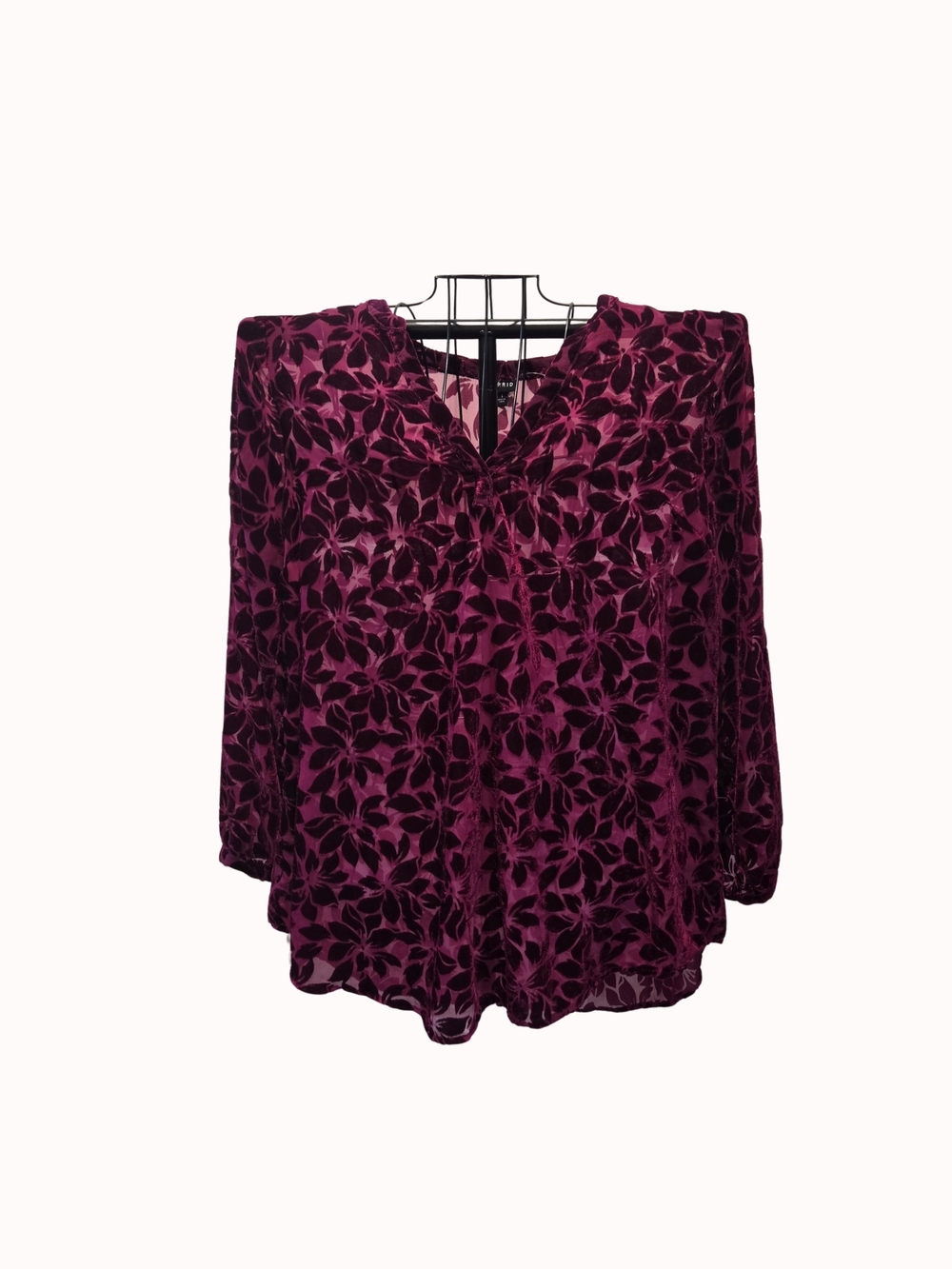 Torrid Plum Purple Floral Velvet Burnout Blouse